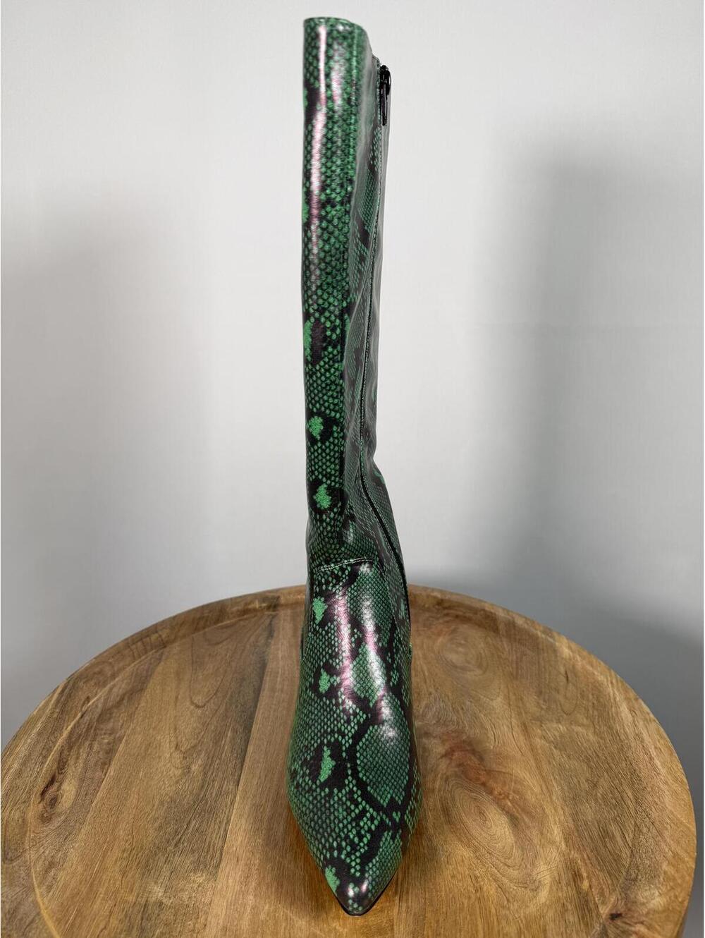 French Connection Green Snakeskin Heeled Boots Pointed Toe Size 6 NWB - Picture 7 of 12